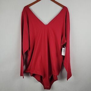 Torrid Foxy Double V Bodysuit Womens 5X Red Long Sleeve NWT